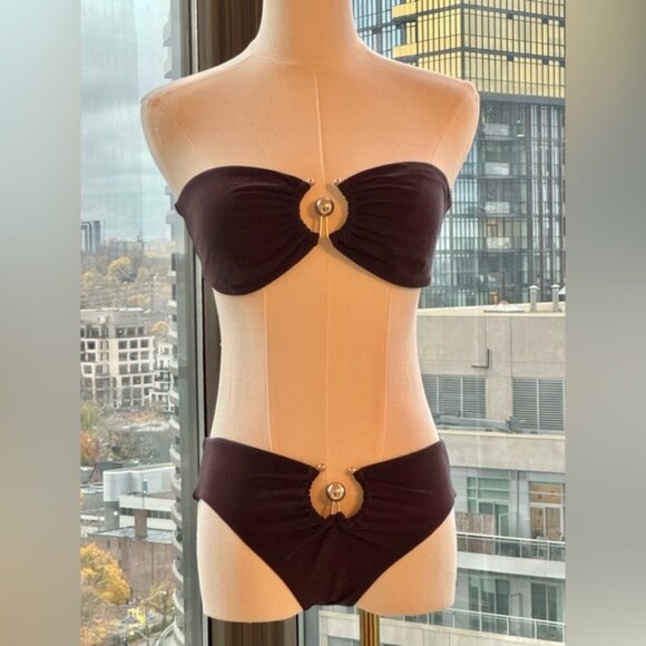 🆕 CHRISTOPHER ESBER 🧿 NWOT Brown Orbit Bikini Set - Sz US 4 / UK 8 - Picture 11 of 15